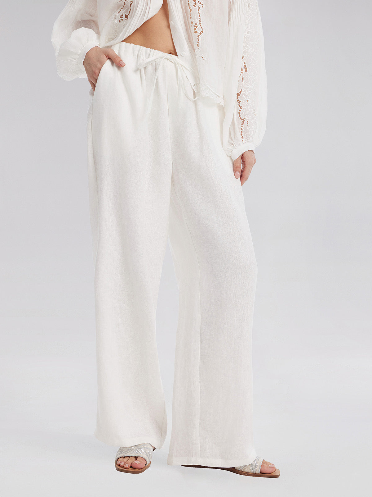 Adjustable Linen Straight Pants