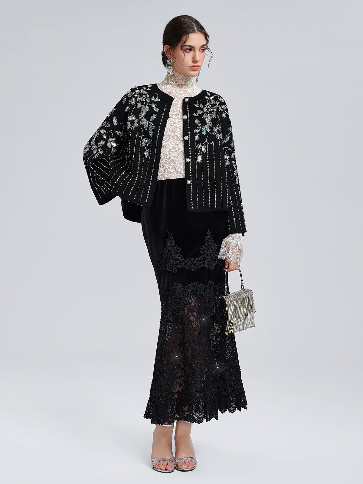 100% Wool Sequin-Embroidered Jacket