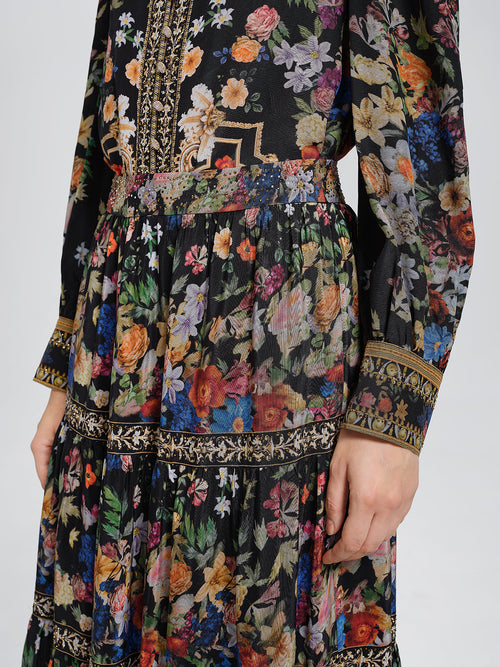 100% Silk Printed Rhinestone Skirt