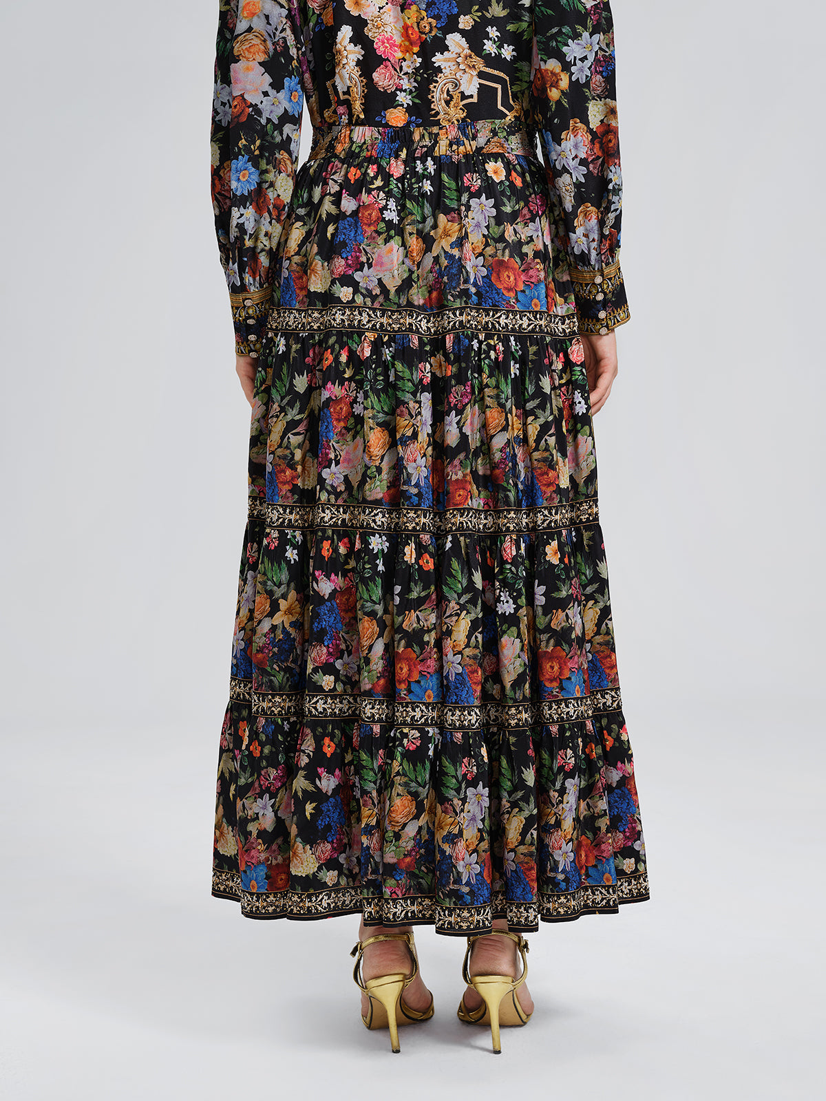 100% Silk Printed Rhinestone Skirt