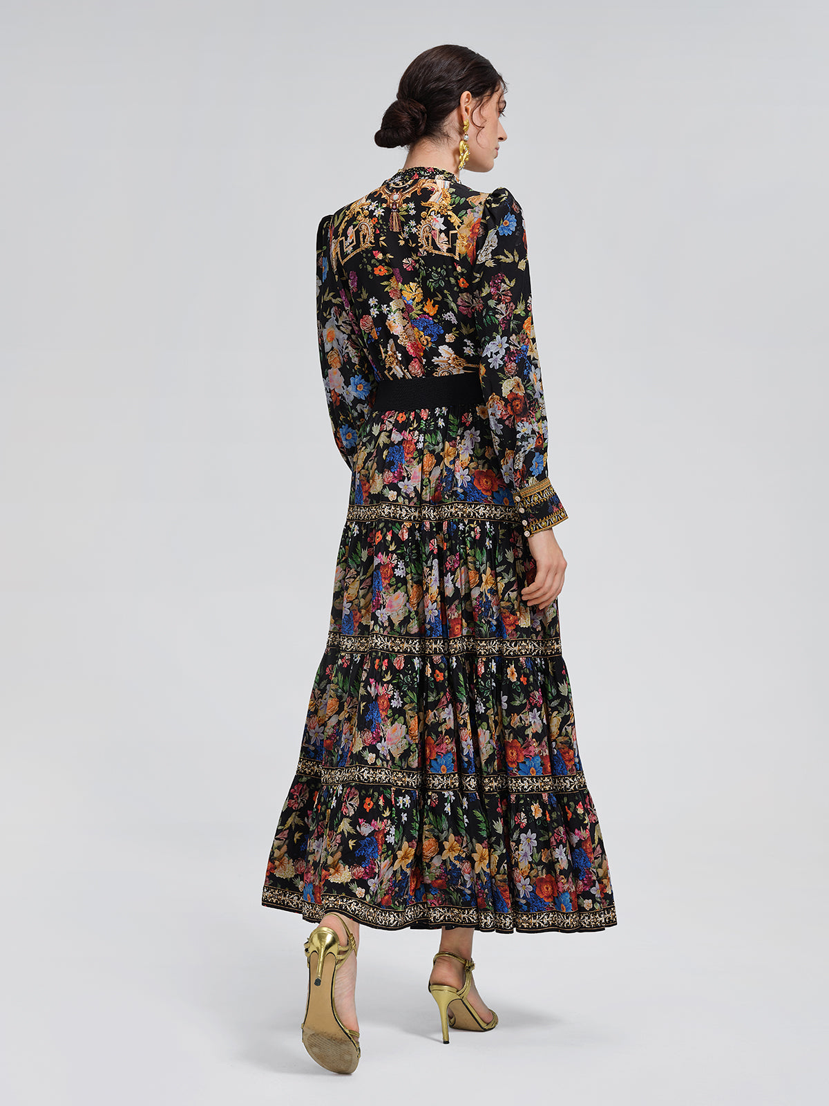 100% Silk Printed Rhinestone Skirt