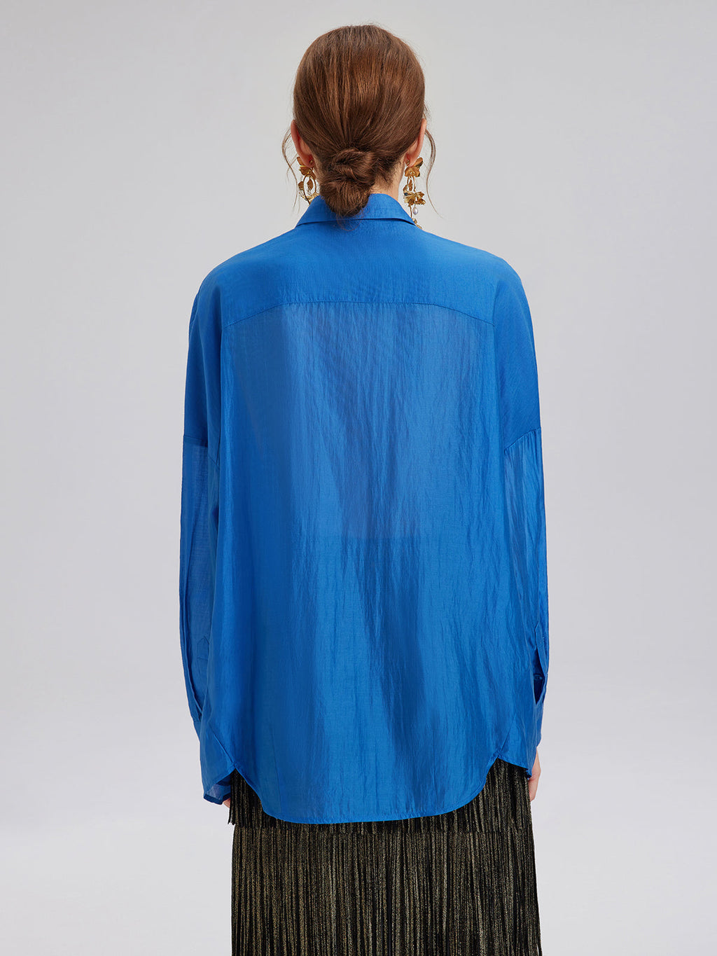 3D Floral Embroidered Loose Shirt