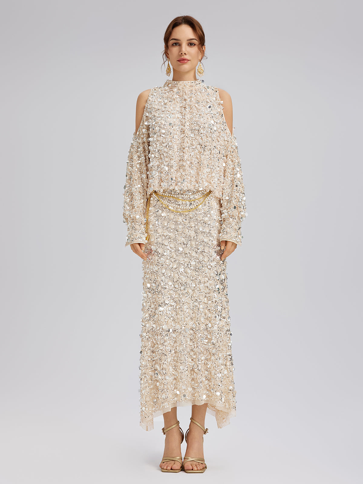 3D Sequin Off-Shoulder Top