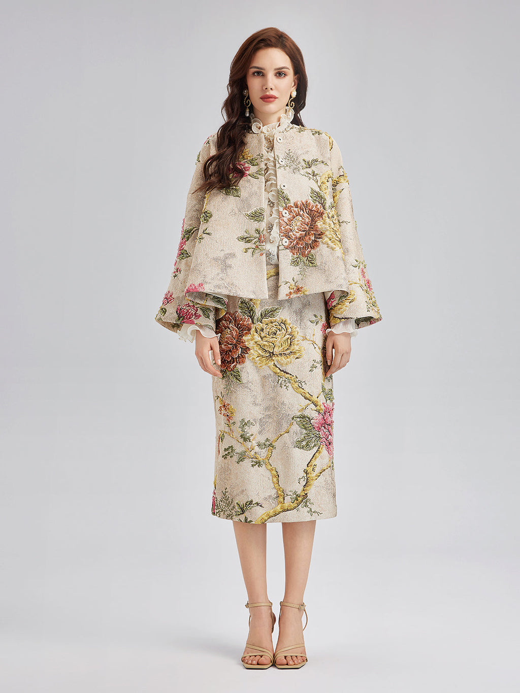 3D Jacquard Hand-Beaded Embellished Jacket