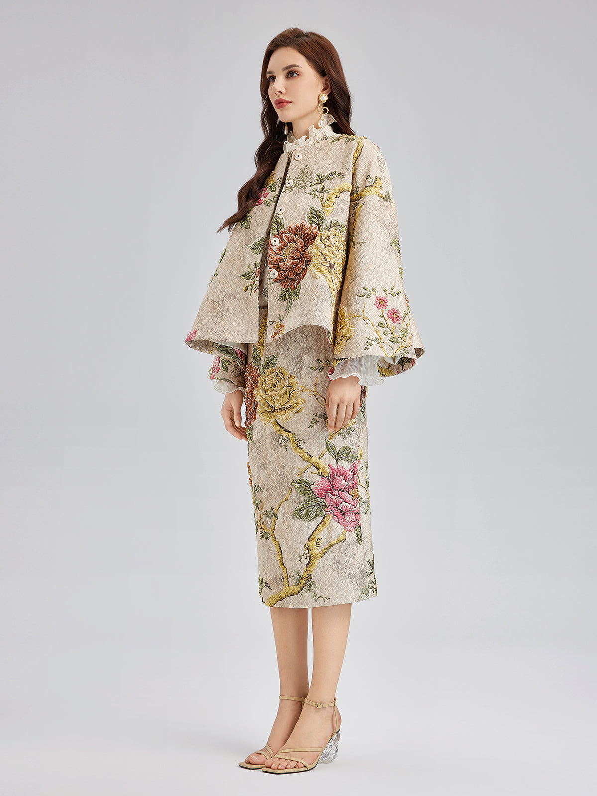 3D Jacquard Hand-Beaded Embellished Jacket