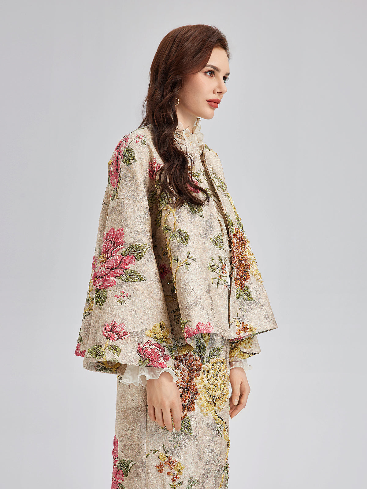 3D Jacquard Hand-Beaded Embellished Jacket