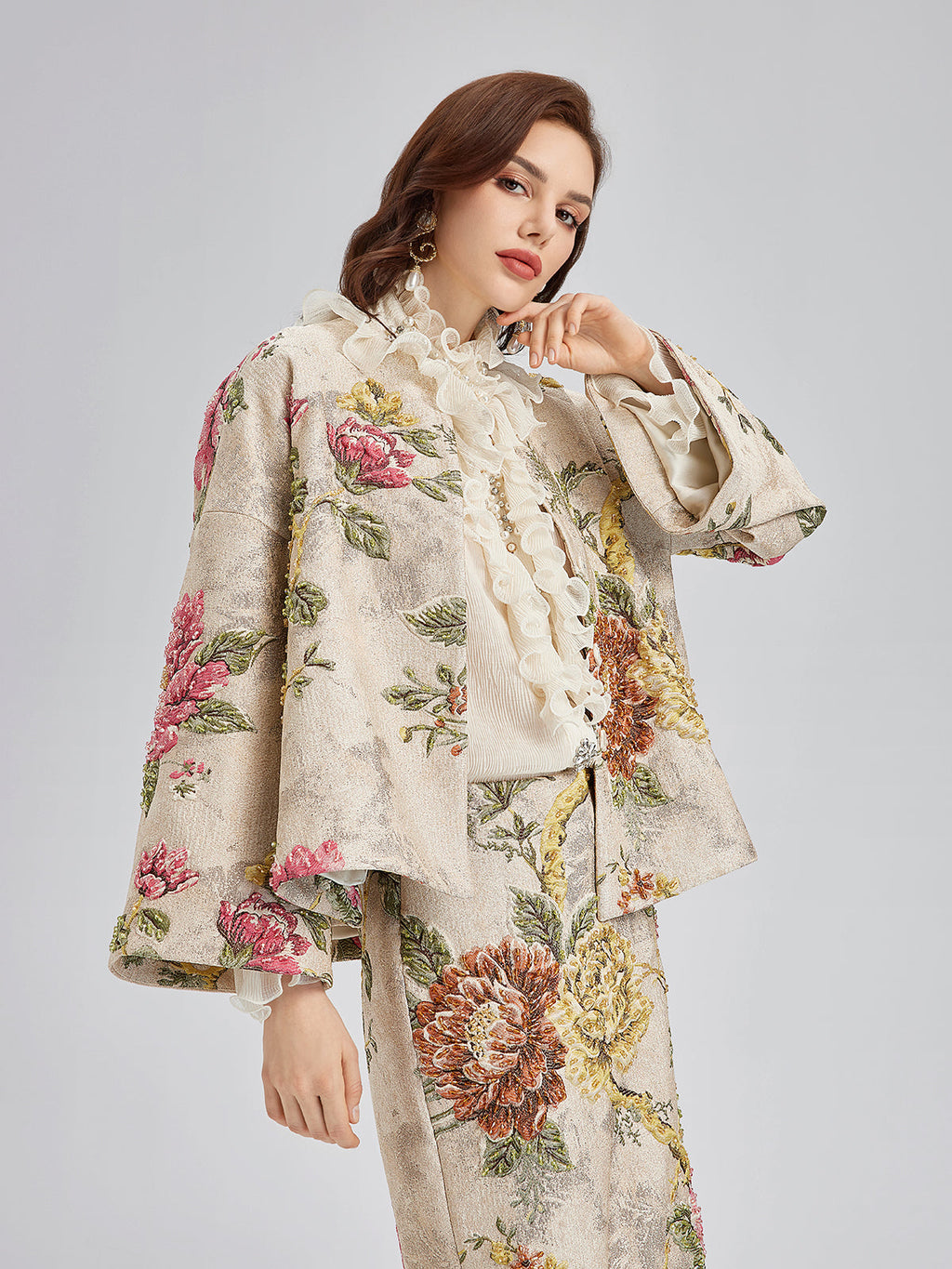 3D Jacquard Hand-Beaded Embellished Jacket