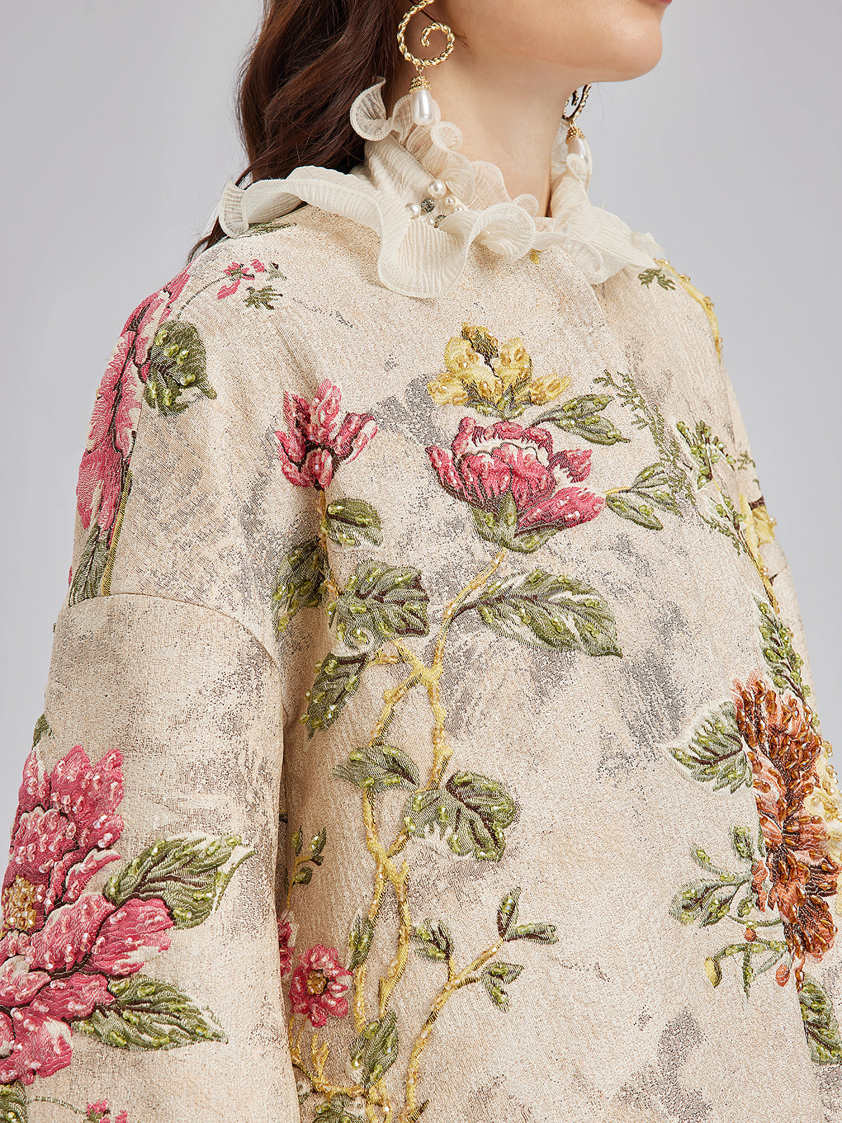 3D Jacquard Hand-Beaded Embellished Jacket