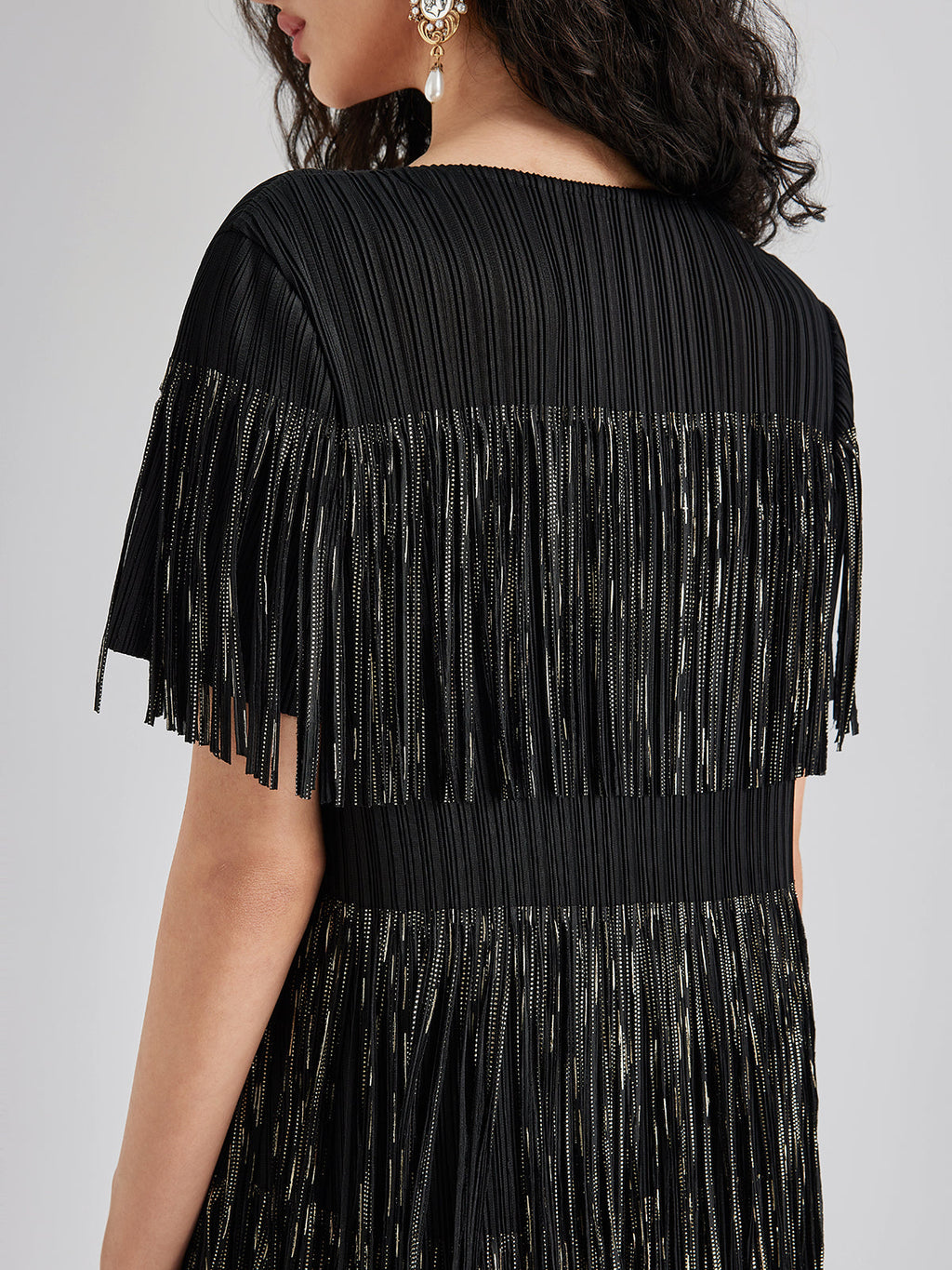 3D Pleated Gilded Tassel Dress