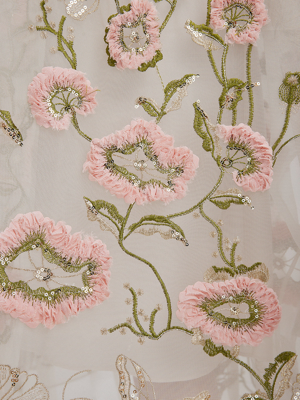 3D Floral Sequin Pleated Dress