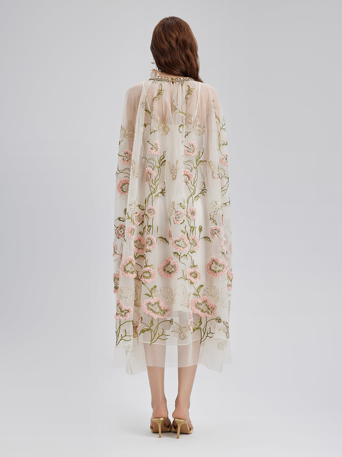 3D Floral Sequin Pleated Dress