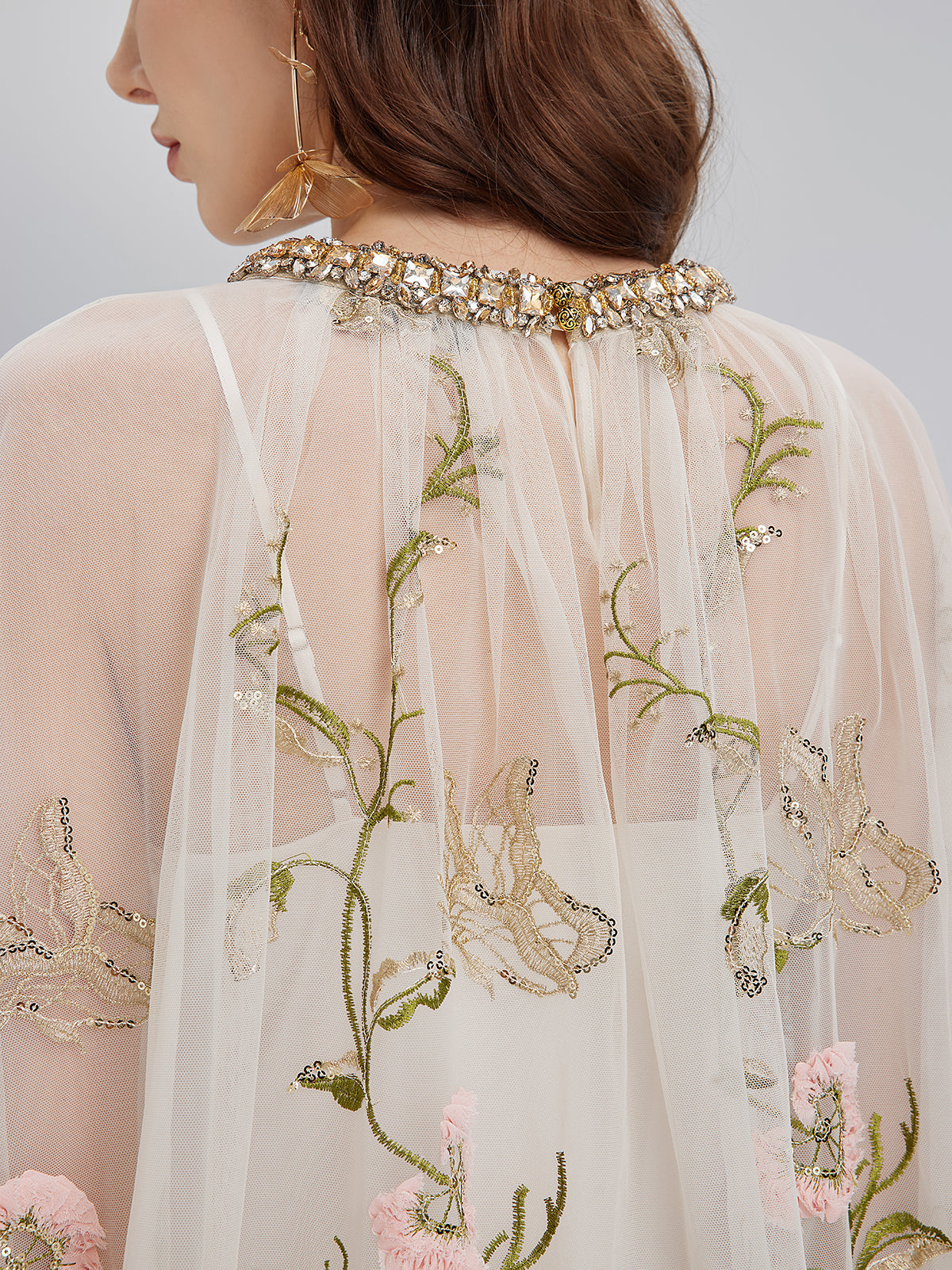 3D Floral Sequin Pleated Dress