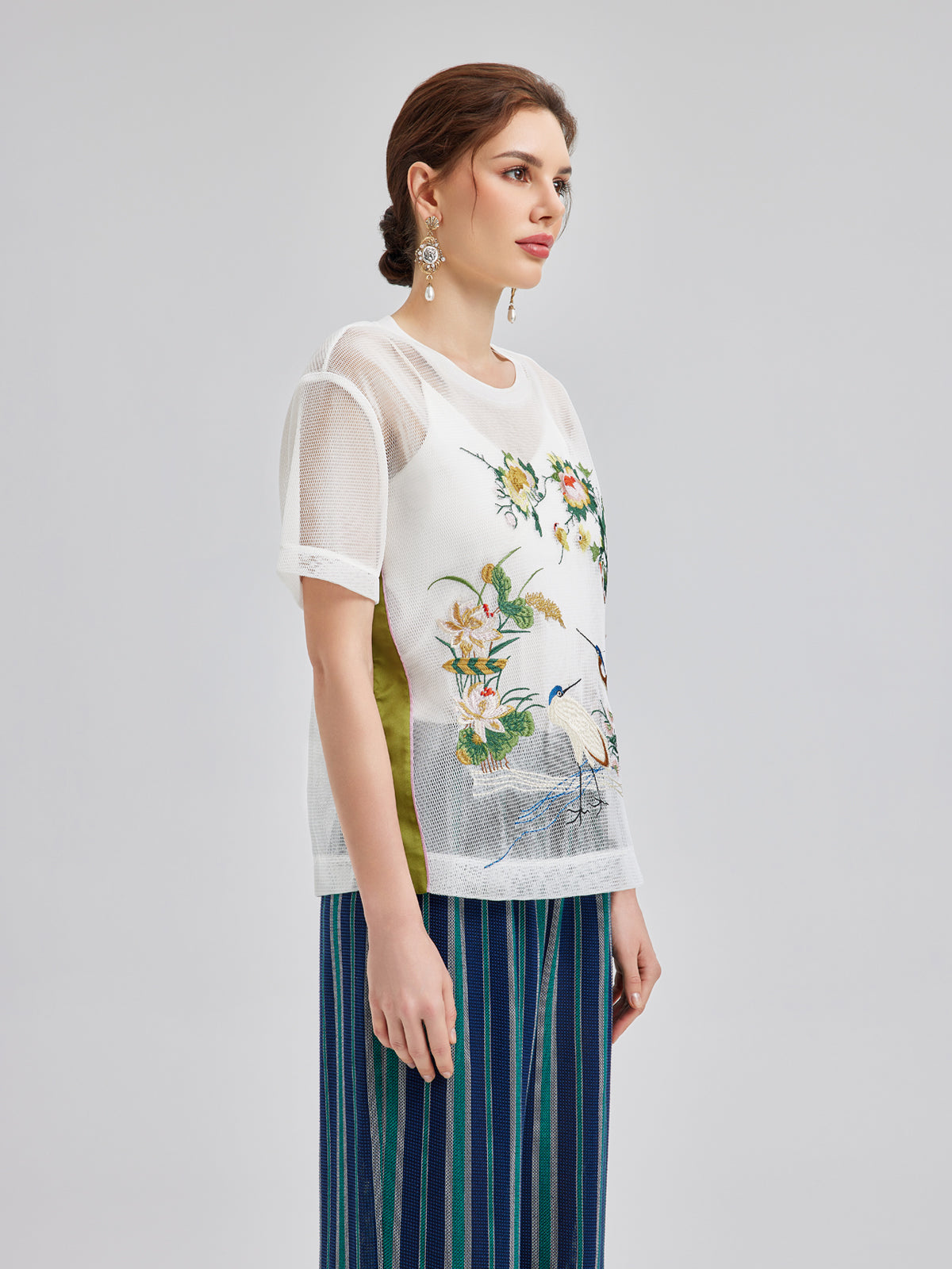 3D Floral Embroidered T-Shirt