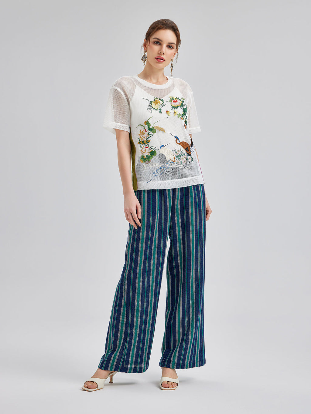 3D Floral Embroidered T-Shirt