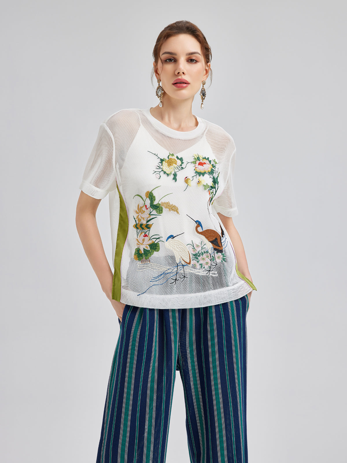 3D Floral Embroidered T-Shirt
