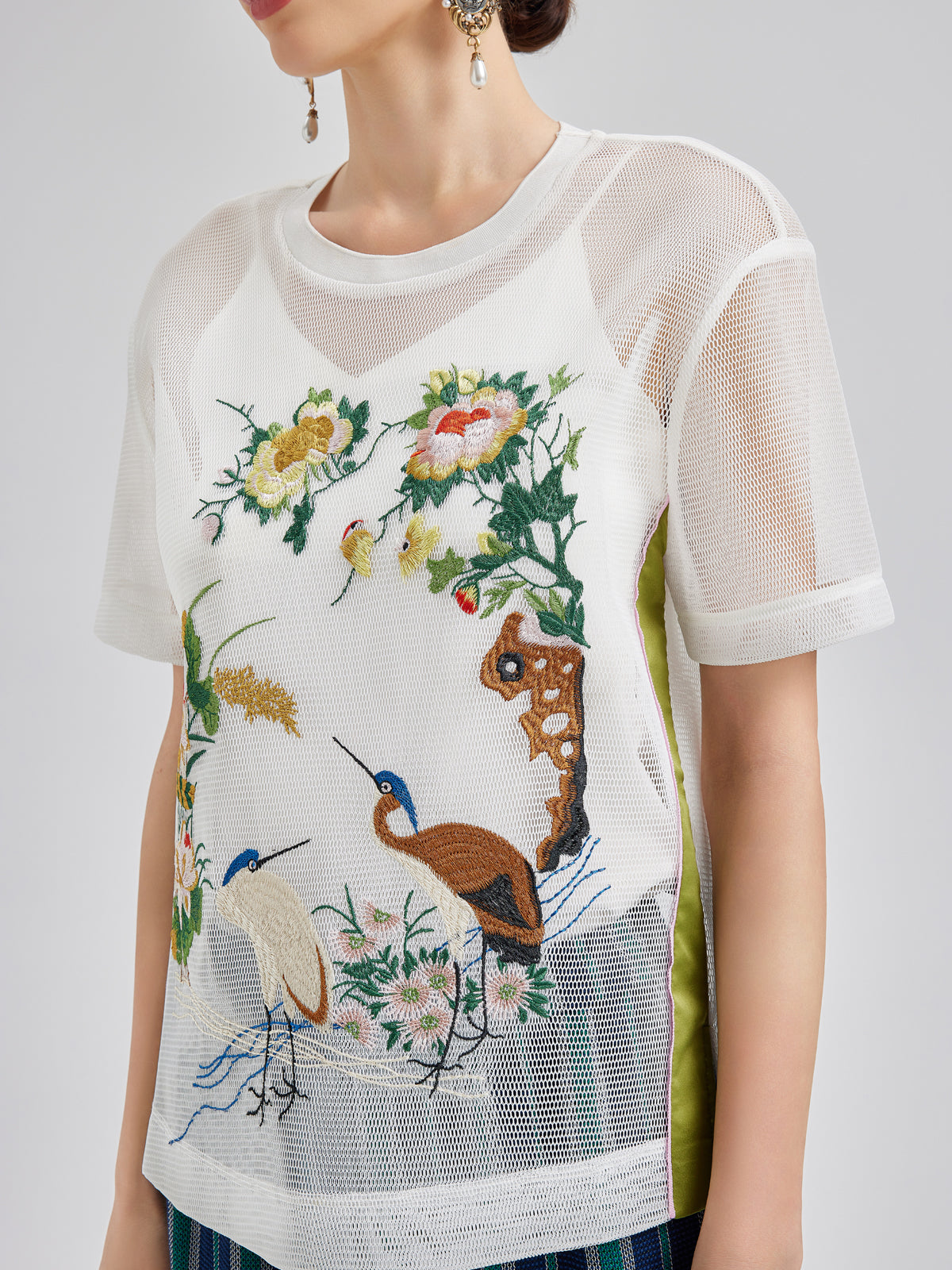 3D Floral Embroidered T-Shirt